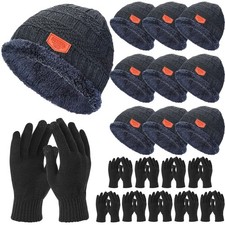18 Pcs Winter Hats and Gloves Bulk for Women Men Fleece Lined Warm Beanie cap...