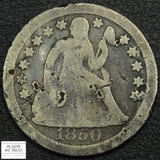 1850 O Seated Liberty Silver Dime 10C - Damage