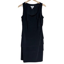 Joseph Ribkoff Jersey Knit Dress Ruffle Tiered Little Black Dress - Size 8