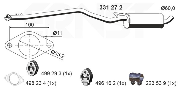 MittelschalldäMpfer Ernst 331272 FüR Connect Tourneo Transit Ford Tdci Tddi-image