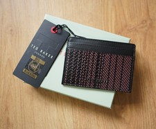 New Ted Baker Black Printed Weave Leather Cardholder RFID Blocking RRP £29