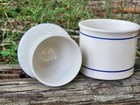 Ceramic Butter Bell Crock Keeper Ivory & Blue Vintage Kitchen Decor Farmhouse — photo 2
