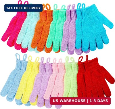 Shower Gloves,24 Pcs Exfoliating Bath Gloves,Body Scrub Gloves with Hanging Loop