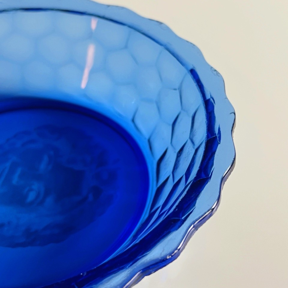 VTG Hazel Atlas Shirley Temple Blue Glass Honeycomb Cereal Bowl & Milk ...