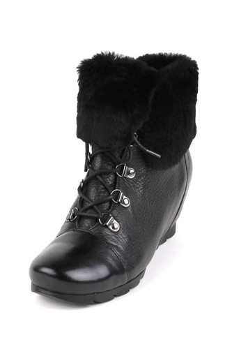 Gentle Souls Barnesicle LE NEGRO Cuero Piel Cuña Botín con Cordones NUEVO - Imagen 10 de 24