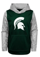 Performance Fleece Long Sleeve Hoodie Boys Sz M (7) NCAA Michigan State Spartans