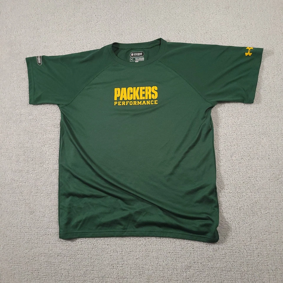 Camisa Green Bay Packers Juvenil XL Bajo Armadura Combina Verde Manga Corta Foto 2 de 4