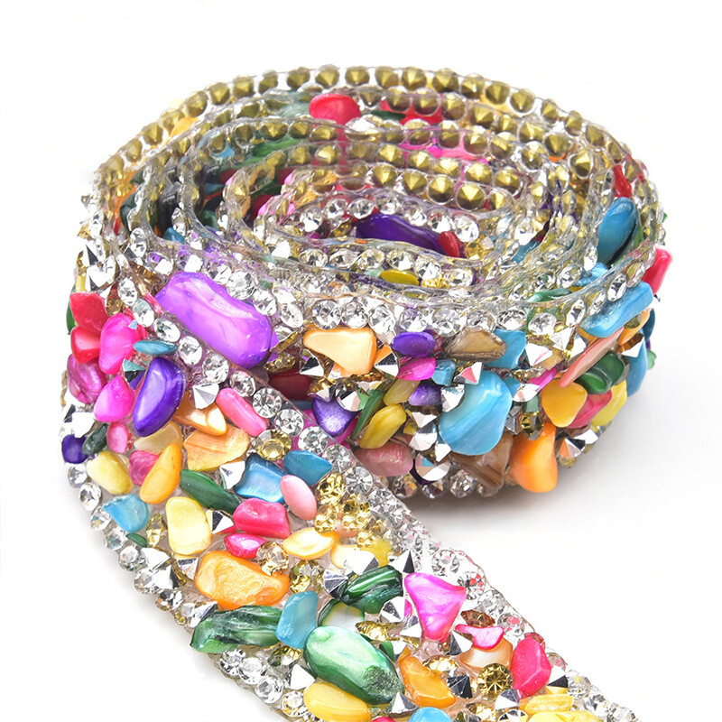 DIY Crystal Rhinestone Trim Hotfix Ribbon Artificial Gemstone Crushed ...