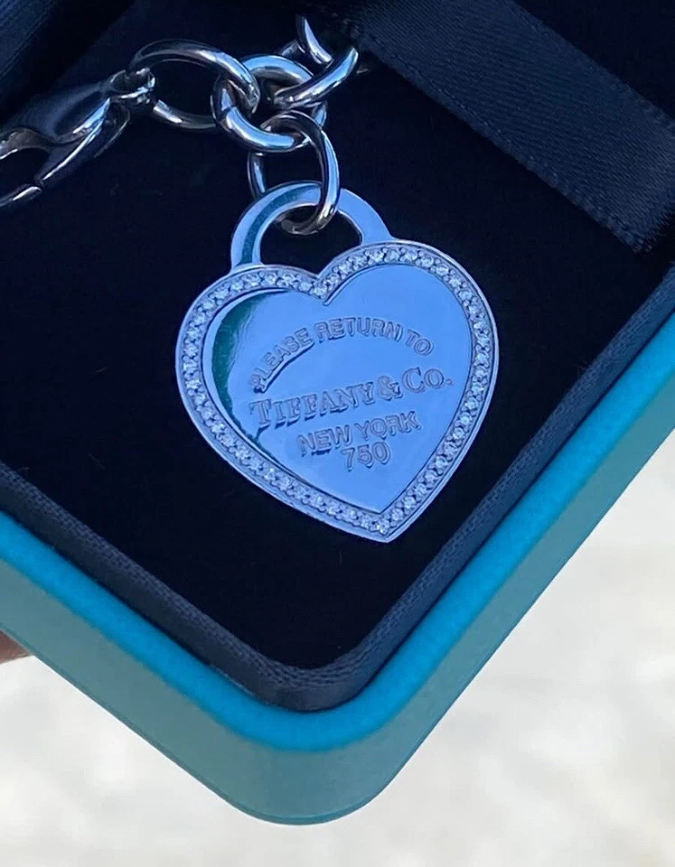 RARO Bracciale Tiffany &Co Return in Oro bianco 750 con diamanti misura 19 cm FP - Imagen 4 de 4