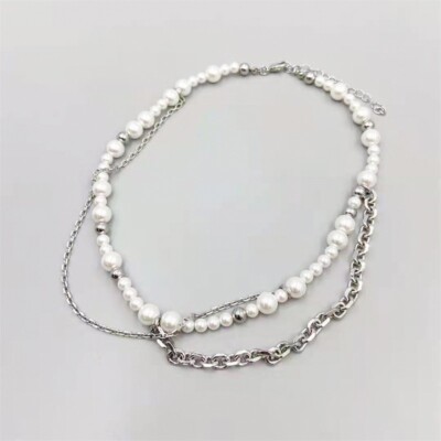 Justine Clenquet Necklace Artificial Pearl Chain Tassels Layered