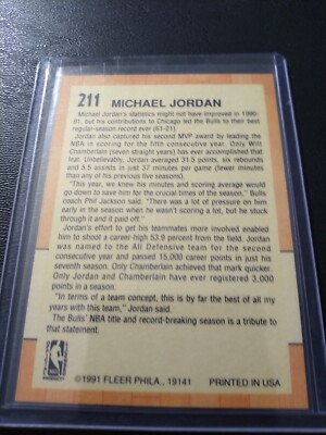 Michael Jordan Fleer 1991 All-Star Team Card #211 Rare HOF Mint | eBay
