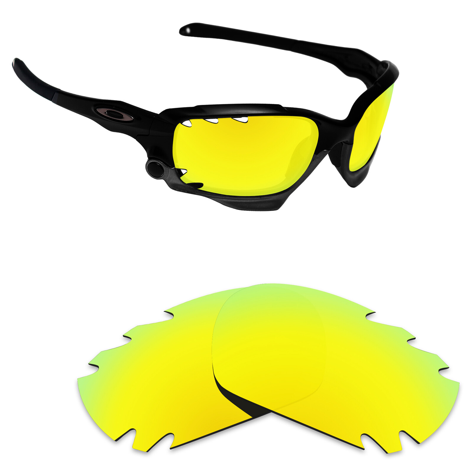Hawkry Polarized Replacement Lenses for-Oakley Racing Jacket Vented 24K Golden