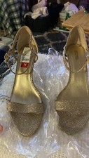Michael Kors Ava Mid Sandal 3.5" Heels Glitter Mesh Sand/Gold Color 11M