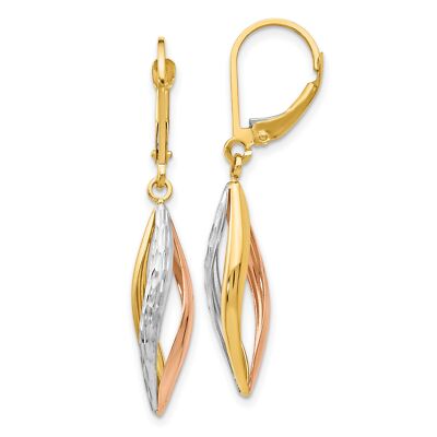 Ohrringe 10 Karat bicolor Gold Diamantschliff Leverback