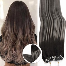 Thick 100 Remy Human Hair Extensions Micro Loop Ring Beads Full Head Ombre 1g/s