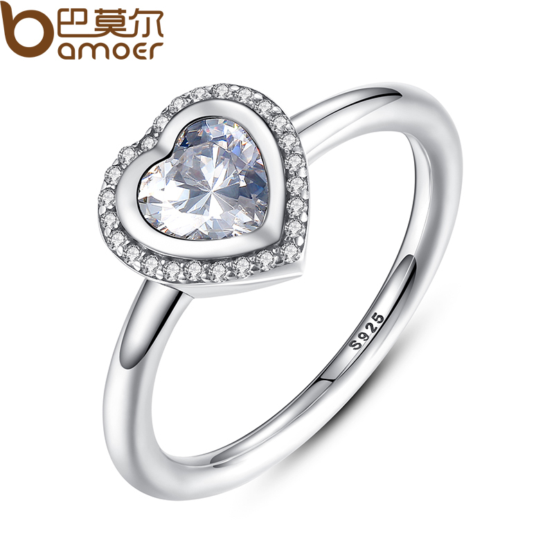 Anello Argento 925 BAMOER A Forma Di Cuore Con Zirconia &ndash; Gioiello Donna Romantico