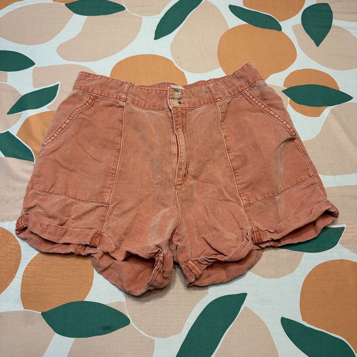 Joie Linen Lyocell Casual Shorts Women's Clay Red Relaxed