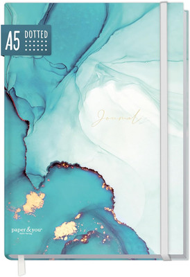 Paper&You  Bullet Journal Dotted A5 Mit Gummiband ''Smaragd Gold'' 156 Seiten, Not