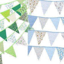 Triangle Fabric Floral Bunting Banner Garland Party Decoration Home Garden 12M