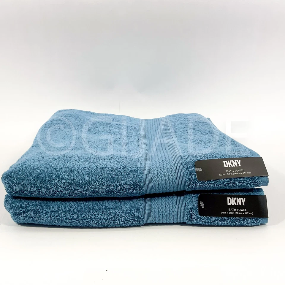 DKNY 100% Cotton 30 In x 58 In 2Pc BathTowels Blue New - Image 2 of 4