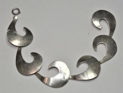 Selten gestempelt RA & LA Sterling Dänemark modern WELLENFORM Gliederarmband 8 Zoll 17,45 g