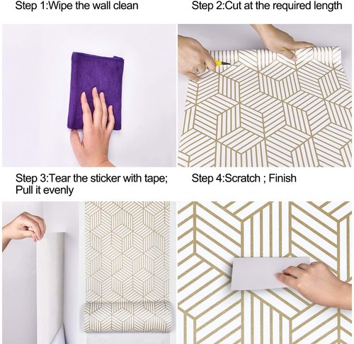 Hexagon Contact Paper Removable Peel and Stick Wallpaper Self Adhesive Film - Picture 7 of 13