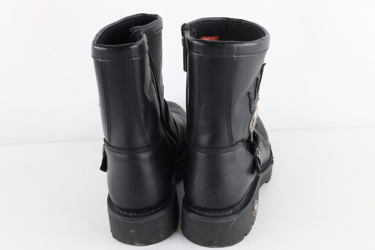 Vintage 90s Harley Davidson Mens 8.5 Leather Fire Flames Skull