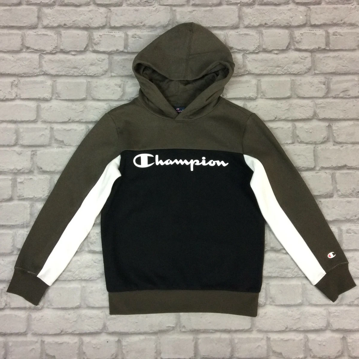 CHAMPION BOYS LEGEND GREEN BLACK WHITE COLOUR BLOCK FLEECE HOODIE Â£40 AD |  eBay