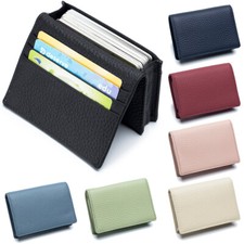 Genuine Leather Business Card Holder for Men Women Card Wallet Coin Pocket Purse