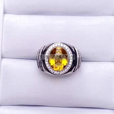 Citrine Oval Cut Gemstone With 925 Sterling Silver Ring For Men's #285