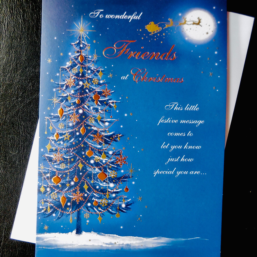 To Wonderful Friends Christmas Card 9""x6"" Nice Message Verse Words Xmas Tree