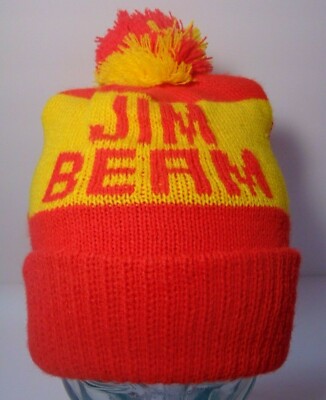 Old Vintage 1980s JIM BEAM SPIRAL STAKES HORSE RACING WINTER STOCKING CAP HAT