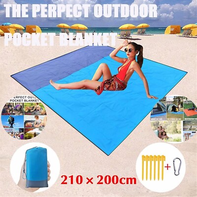 Beach Blanket with Carry Bag, Large Picnic Blanket, Mat 79'' x 83'' Waterproof