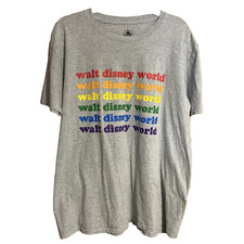Walt Disney World Gray Rainbow Pride Short Sleeve Shirt XL