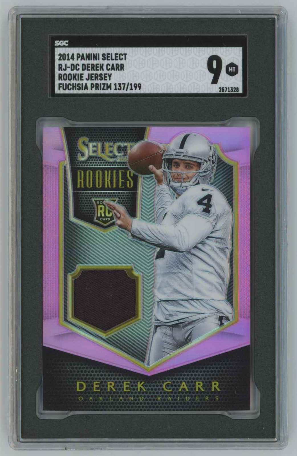 Derek Carr Panini Select Rookie Jerseys #RJDC Fuchsia Prizm