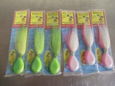 6 NEW Saltwater Jigs 4 Oz. Stinger Trailer Hook Fluke Sea Bass Flounder Porgy