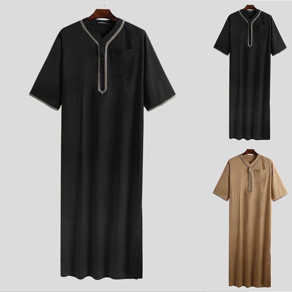Saudi Style Jubba Thobe Long Robe - Men's Muslim Clothing Kaftan Abaya
