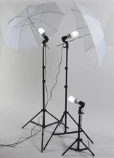 3 Photo Studio Lighting Umbrella Stand Light Kit + Case