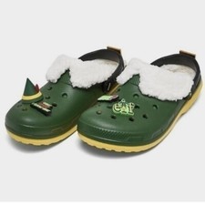 Youth Buddy The Elf  Crocs Fleece Lined Green Christmas Clogs Sz 2 NEW