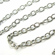 Sterling Silver Rhodium Plated Chain Unfinished -Strong Oval Cable Chain