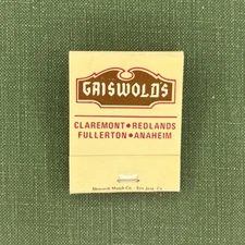 Griswold’s Claremont Redlands Fullerton Anaheim California Vintage Matchbook