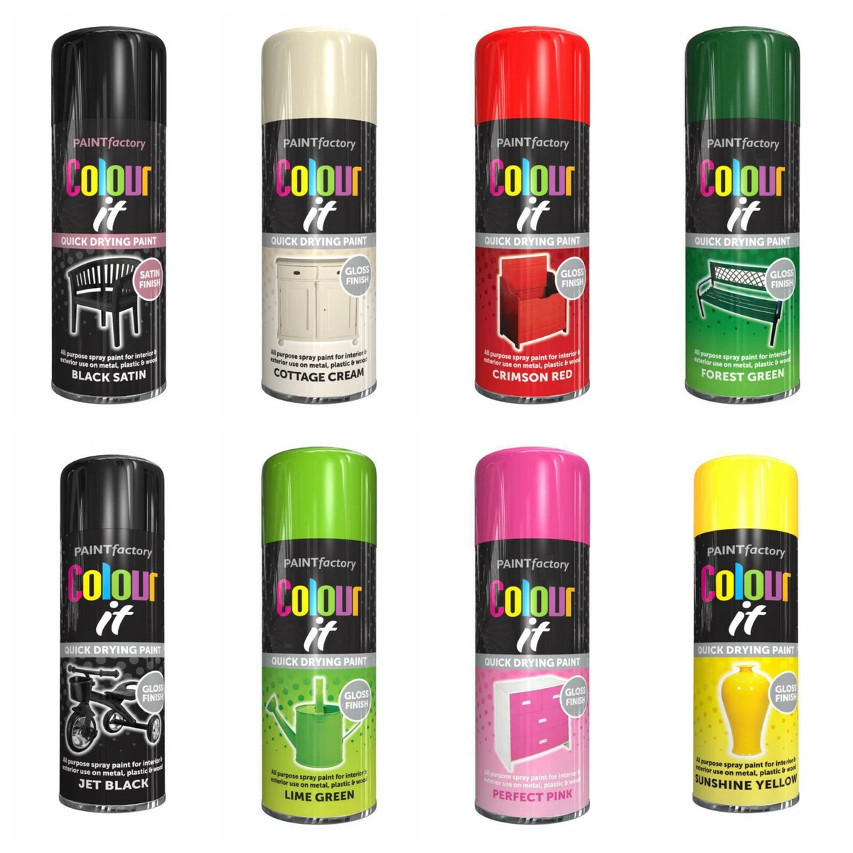 All Purpose Aerosol Spray Paint for Interior Exterior Metal Wood Plastic 400ml