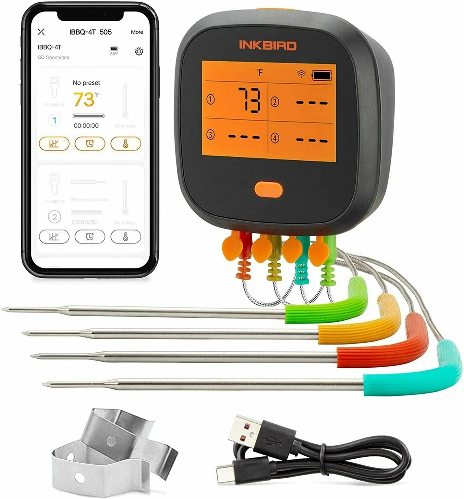 Meat Thermometer WiFi Kitchen Food Oven Probe Temperature Alarm Timer Grill BBQ