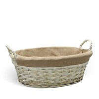 Korb Brotkorb Aus Weide Elfenbein Mit Geflochtenen Griffen Cm 45X31,5X H 22