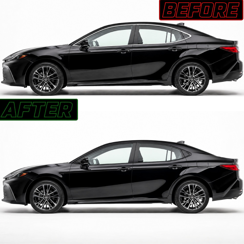 CHROME DELETE BLACKOUT OVERLAYS VYNIL SET FOR 2025-2027 TOYOTA CAMRY WINDOW TRIM