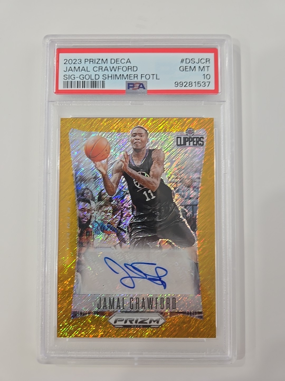 2023 Prizm Deca Jamal Crawford Signature Gold Shimmer FOTL/10 PSA 10 Auto POP 1
