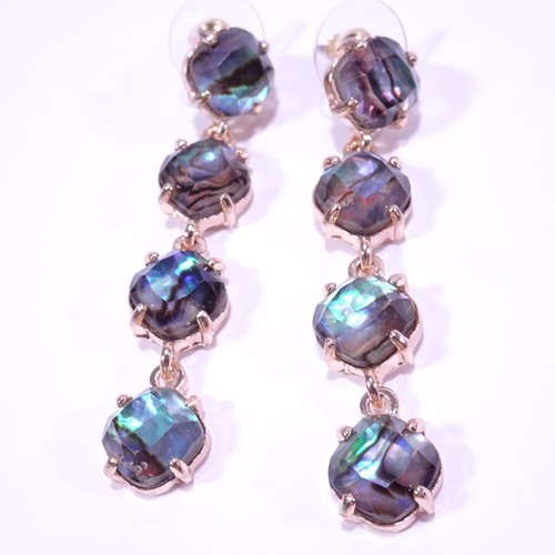Designer Women's Labradorite Gemstone Round Link Earrings NWOT 98 - Picture 3 of 4