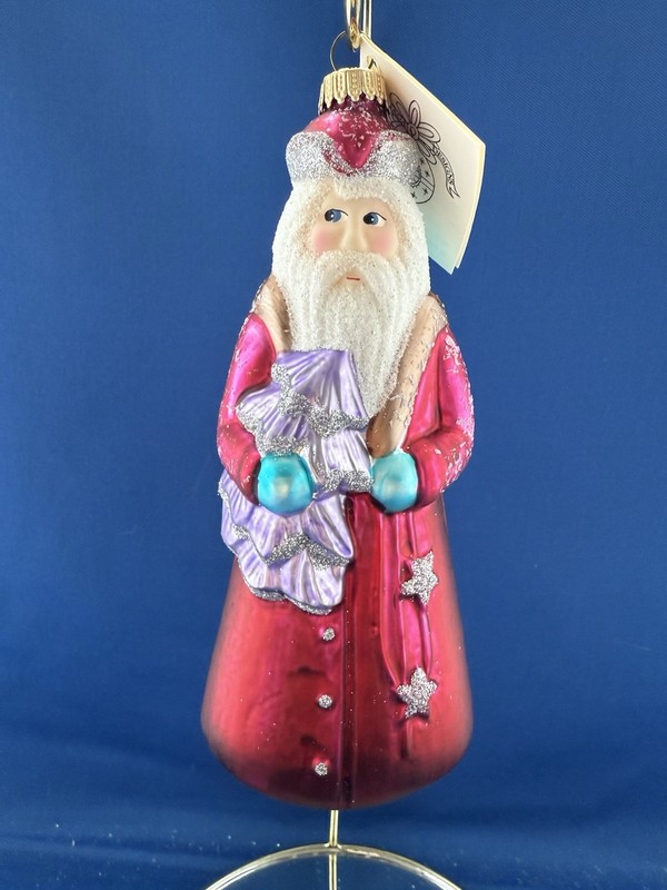 Larry Fraga Vintage 2000 Deep Magenta Santa 7” Tall