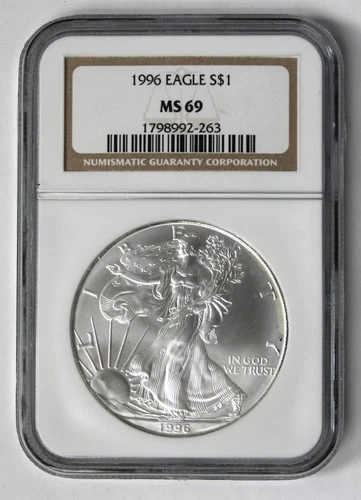 1996 American Silver Eagle - NGC MS69 - Brown Label !!
