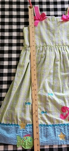 Rare Editions Girls 6X Seersucker Dress Ocean Life Appliques Sleeveless Midi - Picture 4 of 8